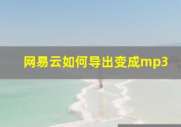 网易云如何导出变成mp3