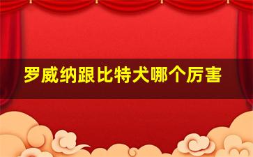 罗威纳跟比特犬哪个厉害