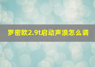 罗密欧2.9t启动声浪怎么调