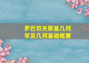 罗巴切夫斯基几何学及几何基础概要