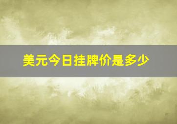 美元今日挂牌价是多少