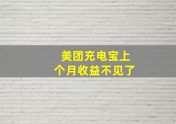 美团充电宝上个月收益不见了