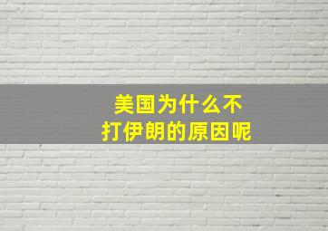 美国为什么不打伊朗的原因呢