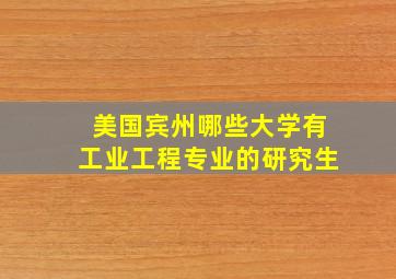 美国宾州哪些大学有工业工程专业的研究生