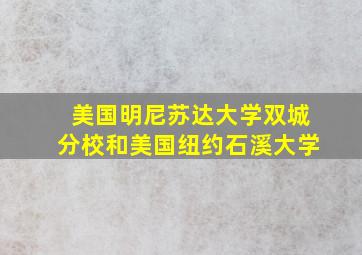 美国明尼苏达大学双城分校和美国纽约石溪大学