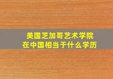 美国芝加哥艺术学院在中国相当于什么学历