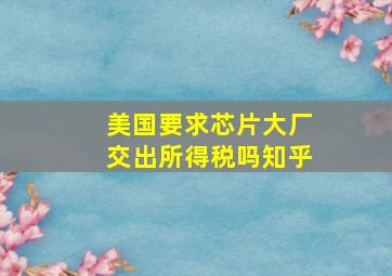 美国要求芯片大厂交出所得税吗知乎