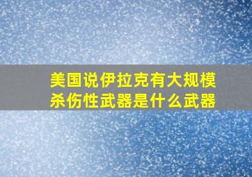 美国说伊拉克有大规模杀伤性武器是什么武器