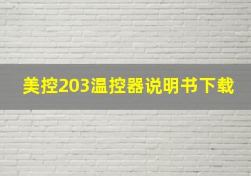 美控203温控器说明书下载