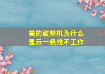 美的破壁机为什么显示一条线不工作