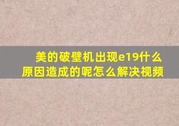 美的破壁机出现e19什么原因造成的呢怎么解决视频