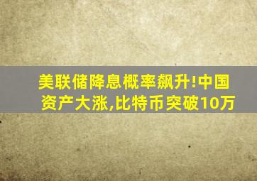 美联储降息概率飙升!中国资产大涨,比特币突破10万