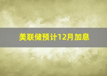 美联储预计12月加息