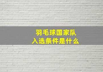 羽毛球国家队入选条件是什么