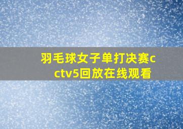 羽毛球女子单打决赛cctv5回放在线观看