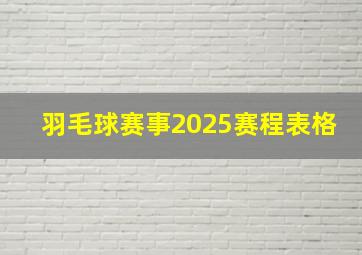 羽毛球赛事2025赛程表格