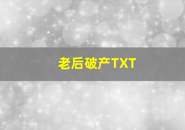 老后破产TXT