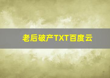 老后破产TXT百度云