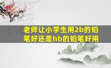 老师让小学生用2b的铅笔好还是hb的铅笔好用