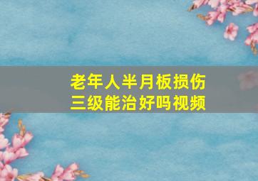 老年人半月板损伤三级能治好吗视频