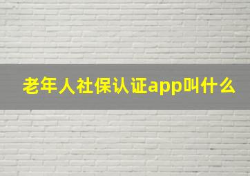 老年人社保认证app叫什么