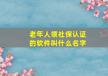 老年人领社保认证的软件叫什么名字