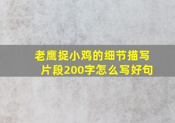 老鹰捉小鸡的细节描写片段200字怎么写好句