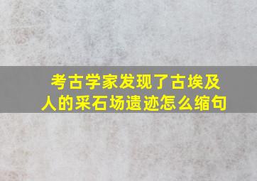 考古学家发现了古埃及人的采石场遗迹怎么缩句