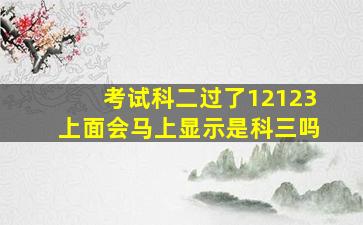 考试科二过了12123上面会马上显示是科三吗