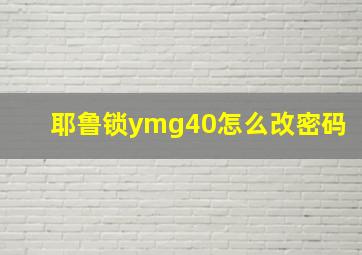 耶鲁锁ymg40怎么改密码