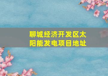 聊城经济开发区太阳能发电项目地址