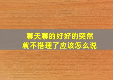 聊天聊的好好的突然就不搭理了应该怎么说