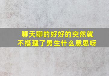 聊天聊的好好的突然就不搭理了男生什么意思呀