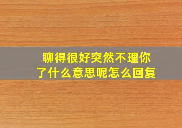 聊得很好突然不理你了什么意思呢怎么回复