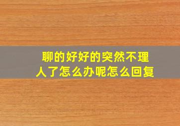 聊的好好的突然不理人了怎么办呢怎么回复