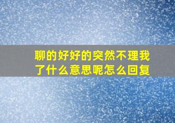 聊的好好的突然不理我了什么意思呢怎么回复