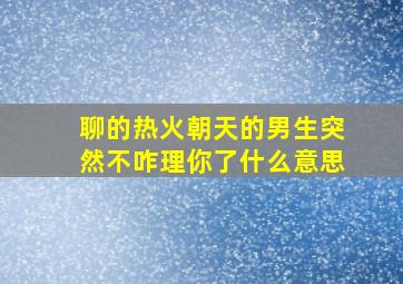 聊的热火朝天的男生突然不咋理你了什么意思