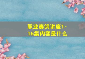 职业赛鸽讲座1-16集内容是什么