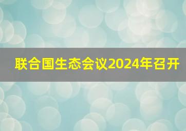 联合国生态会议2024年召开