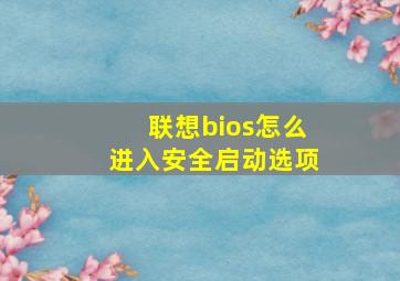 联想bios怎么进入安全启动选项