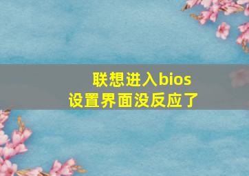 联想进入bios设置界面没反应了