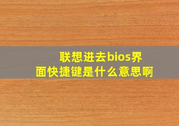 联想进去bios界面快捷键是什么意思啊