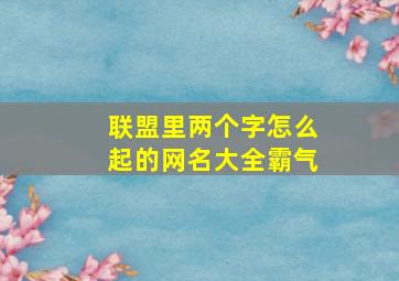 联盟里两个字怎么起的网名大全霸气