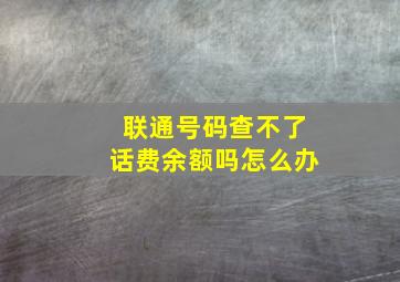 联通号码查不了话费余额吗怎么办