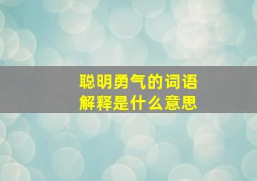 聪明勇气的词语解释是什么意思