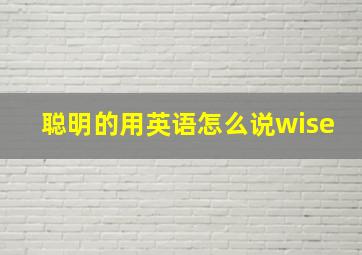 聪明的用英语怎么说wise