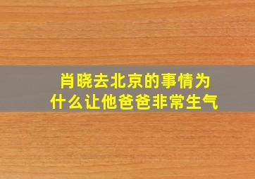 肖晓去北京的事情为什么让他爸爸非常生气