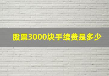 股票3000块手续费是多少