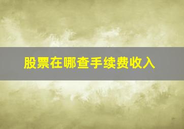 股票在哪查手续费收入