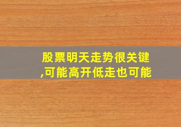 股票明天走势很关键,可能高开低走也可能